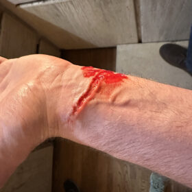 Prosthetic makeup cut