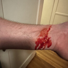 Prosthetic makeup cut